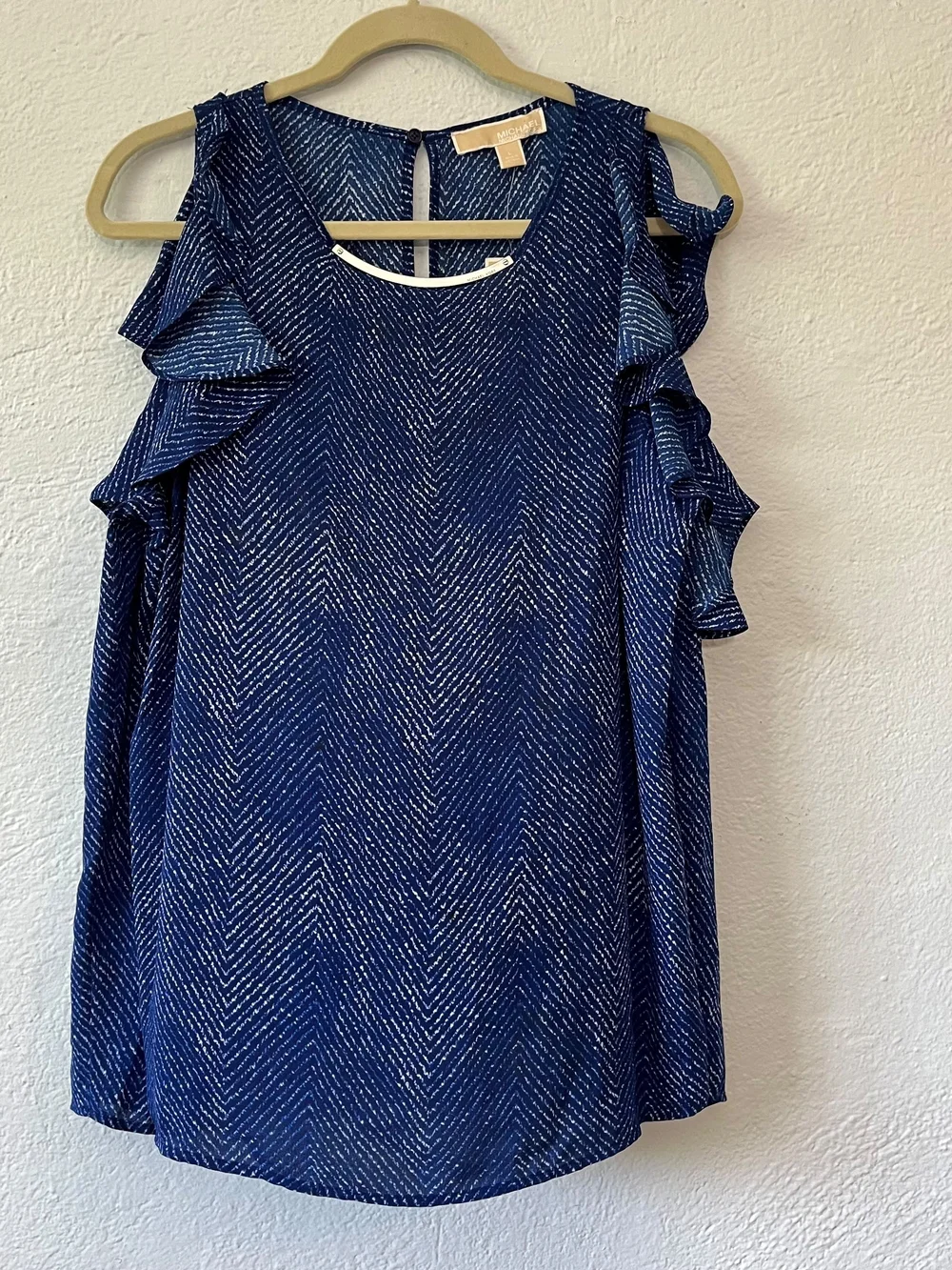 NWT Michael Kors Cold Shoulder Tunic Top Blouse Shirt Size Large